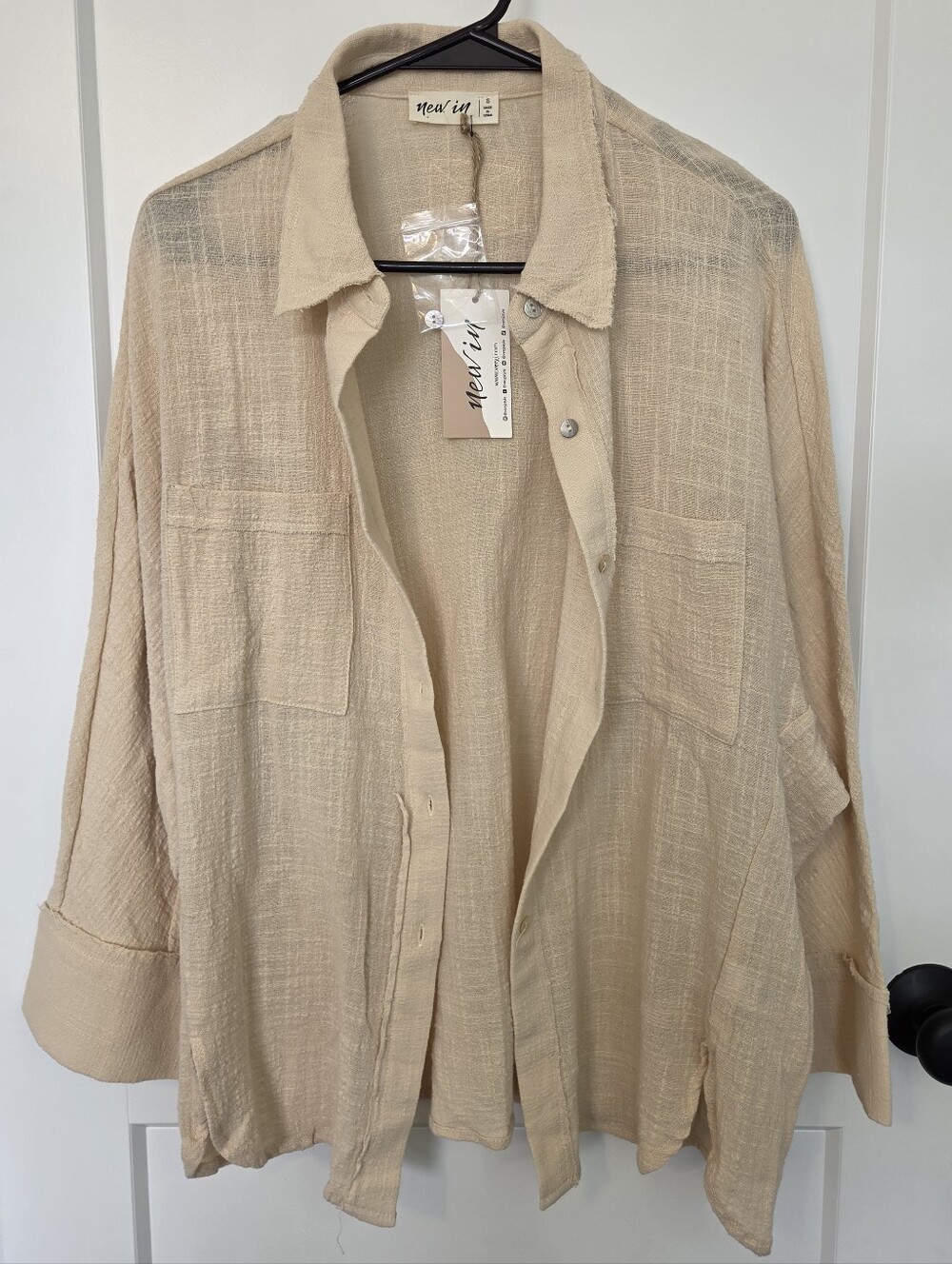 NWT. New In Neutral Beige Button-Up Shirt Jacket. Size S. #KC